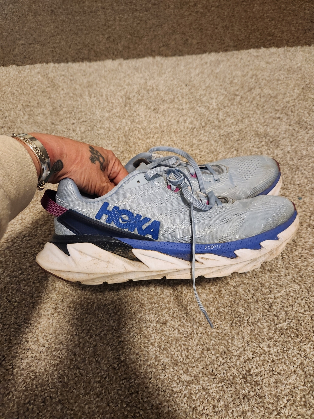 HOKA One One Elevon 2 Light Blue Trail Running Shoes 9.5